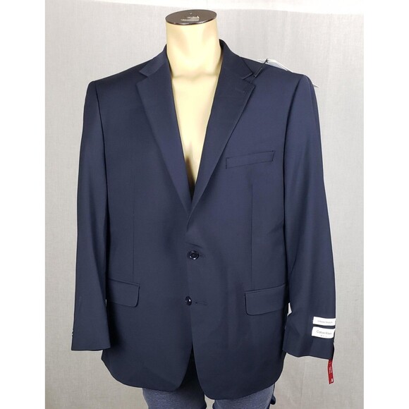 Calvin Klein Blazer Mens 46 Regular Navy Blue X Slim Fit Infinite Stretch Wool - Picture 1 of 16